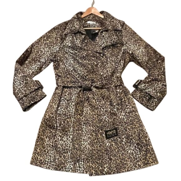 Cheetah Print Classic Double Breasted Fully Lined Trench Coat Med, Joan Rivers - Picture 5 of 9